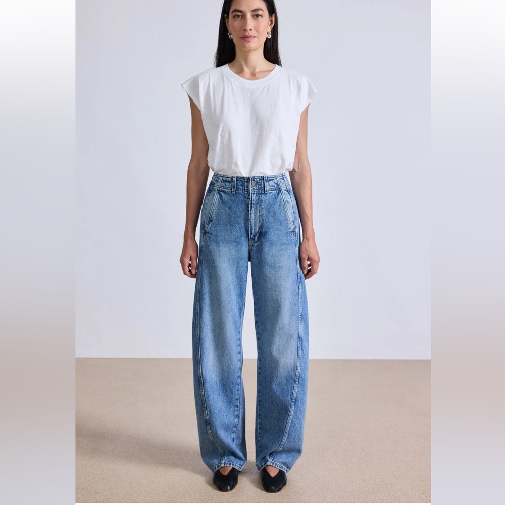 Apiece Apart Light Blue High-Waist Wide-Leg Jeans